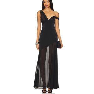 Camila Coelho Asymmetric Black Evening Dress